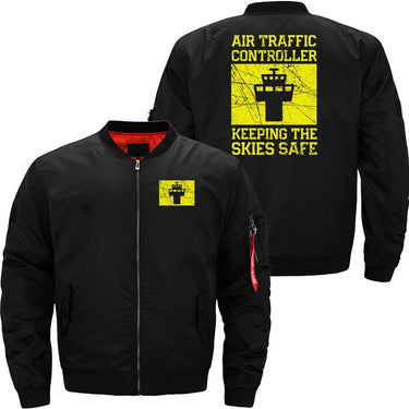 AIR TRAFFIC CONTROLLER KEEPING THE SKIES SAFE BOMBER FLIGHT AVIATOR JACKET - PILOTSX